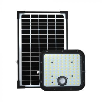   V-TAC 30W LED napelemes (SOLAR) mozgásérzékelős reflektor távirányítóval 6400K - Fekete házas - 10311