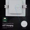 V-TAC Süllyeszthető négyzet alakú MINI LED panel 12W CCT 3in1 (Cree Chip) - 104836