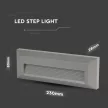 V-TAC Led lépcsőlámpa téglalap forma 3W szürke 3000K - 1331