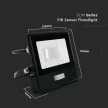 V-TAC 10W MOZGÁSÉRZÉKELŐS LED REFLEKTOR 100° 6500K FEKETE HÁZAS (SAMSUNG CHIP) - 20282