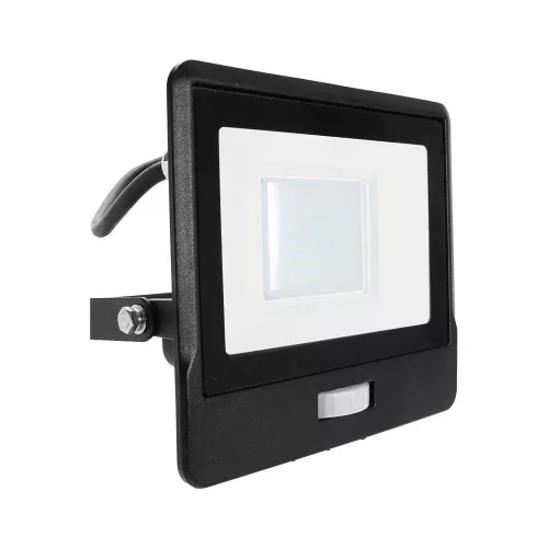 V-TAC 30W MOZGÁSÉRZÉKELŐS LED REFLEKTOR 100° 6500K FEKETE HÁZAS (SAMSUNG CHIP) - 20288