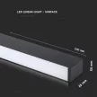 V-TAC Függeszthető lineáris LED dimmelhető lámpatest 40W 120cm Samsung chip 3000K fekete - 20462