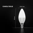V-TAC LED izzó  E14 C37 6.5W 180° 6500K gyertya (CREE Chip) - 2111316