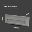 V-TAC Led lépcsőlámpa téglalap forma 3W szürke 3000K - 211331
