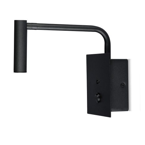V-TAC 3W LED Fali olvasó lámpa USB porttal fekete 3000K - 211487