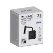 V-TAC 3W LED Fali olvasó lámpa USB porttal fekete 3000K - 211487