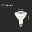 V-TAC LED izzó  E27 PAR38 12.8W 40° 6400K spot (Samsung Chip) - 21152