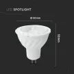 V-TAC LED spotlámpa  GU5.3 MR16 6W 12V 38° 3000K spot - 212071