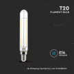 V-TAC Átlátszó LED izzó filament COG  E14 T20 4W 3000K - 212701