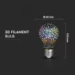 V-TAC 3D hatású LED izzó filament COG  E27 A60 3W 3000K - 212704