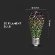 V-TAC 3D hatású LED izzó filament COG  E27 ST64 3W 3000K - 212705