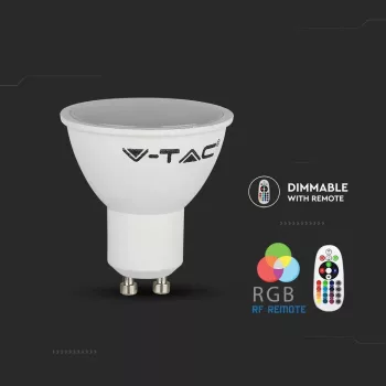   V-TAC Wifis smart LED spotlámpa  GU10 MR16 5.5W 100° RGB + 3000K spot - 212778
