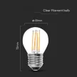 V-TAC Átlátszó LED izzó filament COG E27 G45 6W 6500K kisgömb - 212844
