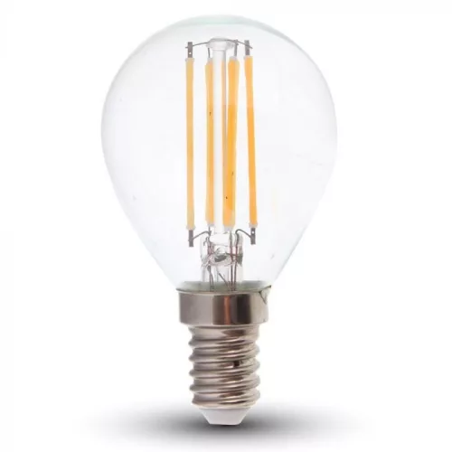 V-TAC Átlátszó LED izzó filament COG  E14 P45 6W 4000K kisgömb - 212846