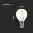 V-TAC Átlátszó LED izzó filament COG  E14 P45 6W 4000K kisgömb - 212846
