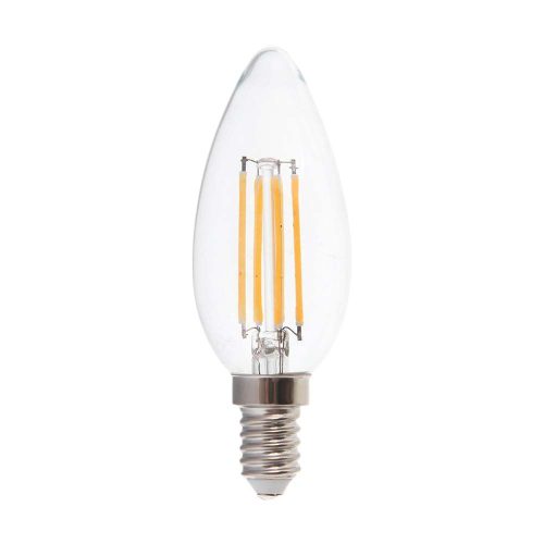 V-TAC Átlátszó LED filament COG lámpa E14 C35 6W 130lm/w 6000K gyertya - 212850