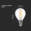 V-TAC Átlátszó LED izzó filament COG  E14 P45 4W 2700K kisgömb - 214300