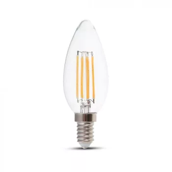   V-TAC Átlátszó LED izzó filament COG  E14 C35 4W 3000K gyertya - 214301