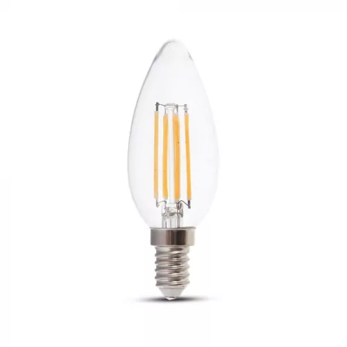V-TAC Átlátszó LED izzó filament COG  E14 C35 4W 3000K gyertya - 214301