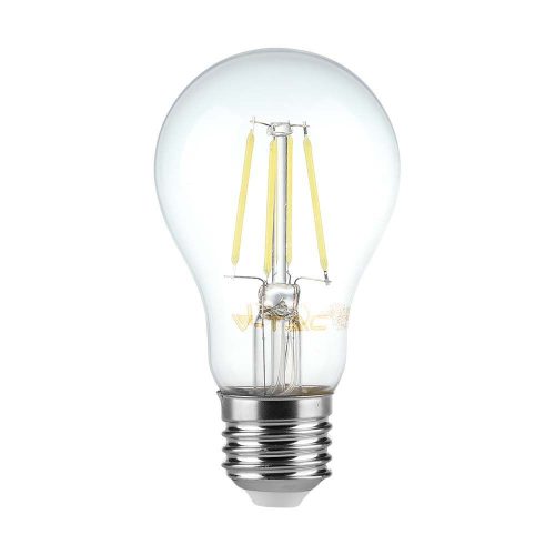V-TAC Átlátszó LED filament COG lámpa E27 A60 6W 4000K gömb - 214303