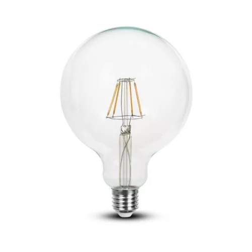 V-TAC Átlátszó LED izzó filament COG  E27 G125 6W 3000K - 214304
