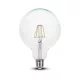 V-TAC Átlátszó LED izzó filament COG  E27 G125 6W 3000K - 214304