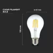 V-TAC Átlátszó LED izzó filament COG  E27 A60 10W 4000K gömb - 214411 Akciós
