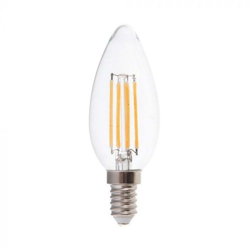 V-TAC Átlátszó LED filament COG lámpa E14 C35 4W 6400K gyertya - 214414