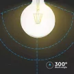 V-TAC Átlátszó LED izzó filament COG  E27 G125 10W 4000K nagygömb - 214423