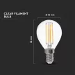 V-TAC Átlátszó LED izzó filament COG  E14 P45 4W 4000K kisgömb - 214425