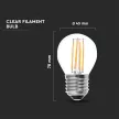 V-TAC Átlátszó LED izzó filament COG  E27 G45 4W 6400K kisgömb - 214428