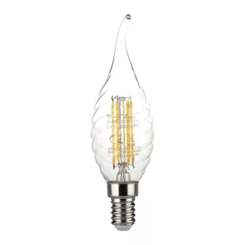   V-TAC Átlátszó LED izzó filament COG  E14 C35 4W 4000K gyertyaláng - 214431