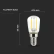 V-TAC Átlátszó LED izzó filament COG  E14 ST64 2W 6500K kisgömb - 214446