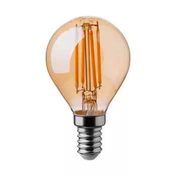   V-TAC Borostyán LED izzó filament COG  E14 P45 4W 2200K kisgömb - 214499