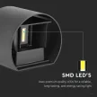 V-TAC 5W led fali lámpatest kerek, fekete 3000K - IP65 - 217081