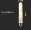 V-TAC Borostyán LED izzó filament COG  E27 T30 6W 2200K - 217143