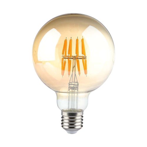 V-TAC Borostyán LED filament COG lámpa E27 G95 8W 2200K - 217145