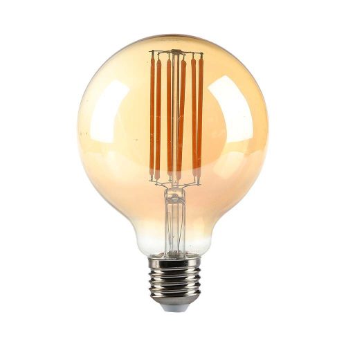V-TAC Borostyán LED filament COG lámpa E27 G95 7W 2200K - 217147