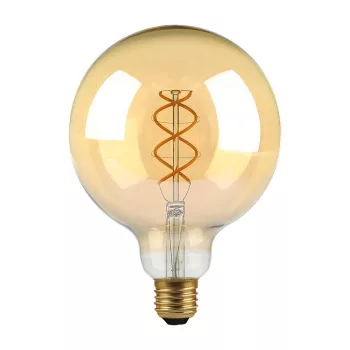   V-TAC Borostyán spirál LED izzó filament COG  E27 G125 5W 1800K - 217216