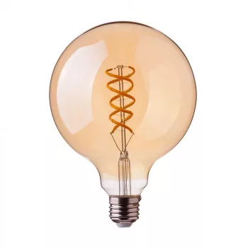   V-TAC Borostyán spirál LED izzó filament COG  E27 G95 5W 1800K - 217217