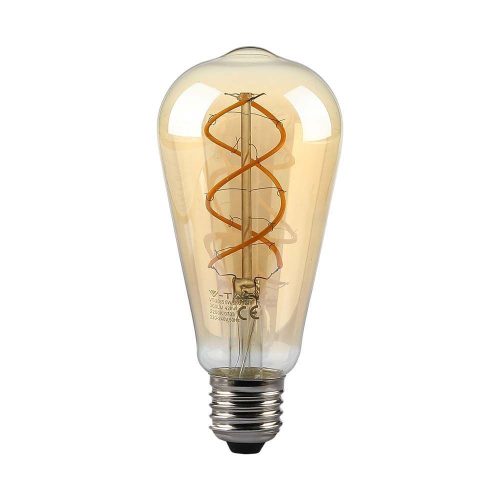 V-TAC Borostyán LED filament COG lámpa E27 ST64 5W 1800K - 217218