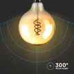 V-TAC Borostyán spirál LED izzó filament COG  E27 G125 6W 1800K - 217328