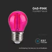 V-TAC LED izzó filament COG  E27 G45 2W pink kisgömb - 217410