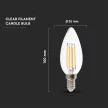 V-TAC Átlátszó LED izzó filament COG  E14 C35 6W 3000K gyertya - 217423