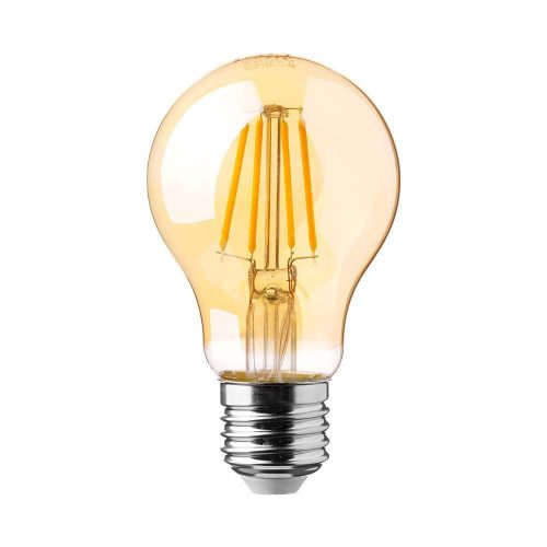 V-TAC Borostyán LED filament COG lámpa E27 A60 12W 2200K gömb - 217457