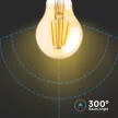 V-TAC Borostyán LED izzó filament COG  E27 A60 12W 2200K gömb - 217457
