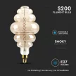 V-TAC Dimmelhető füstszínű LED izzó filament COG  E27 S200 8W 1800K nagygömb - 217465
