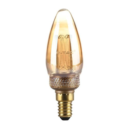 V-TAC Borostyán LED filament COG lámpa E14 C35 2W 1800K gyertya - 217472
