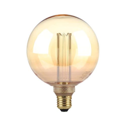 V-TAC Borostyán LED filament COG lámpa E27 G125 4W 1800K - 217475