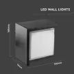 V-TAC LED 12W Fali világítás négyzet forma - fekete - 4000K - IP65 - 218540